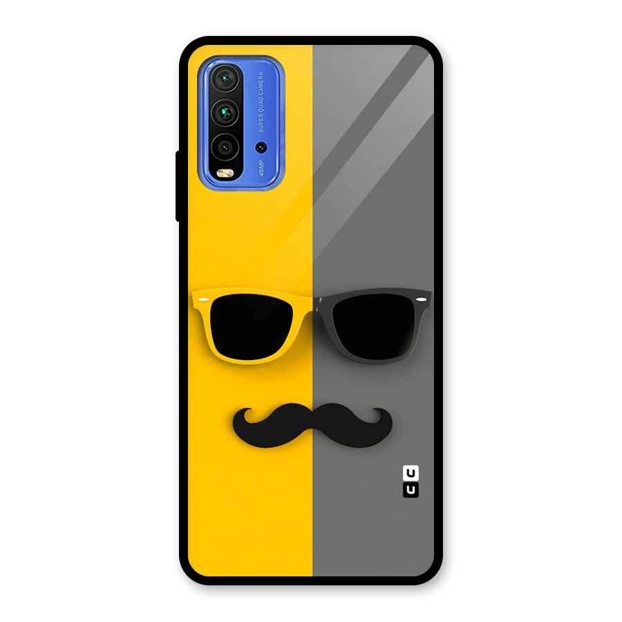 Sunglasses and Moustache Glass Back Case for Redmi 9 Power