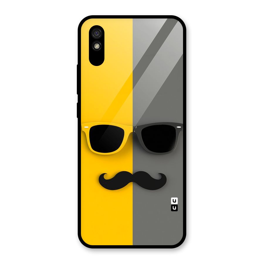 Sunglasses and Moustache Glass Back Case for Redmi 9i