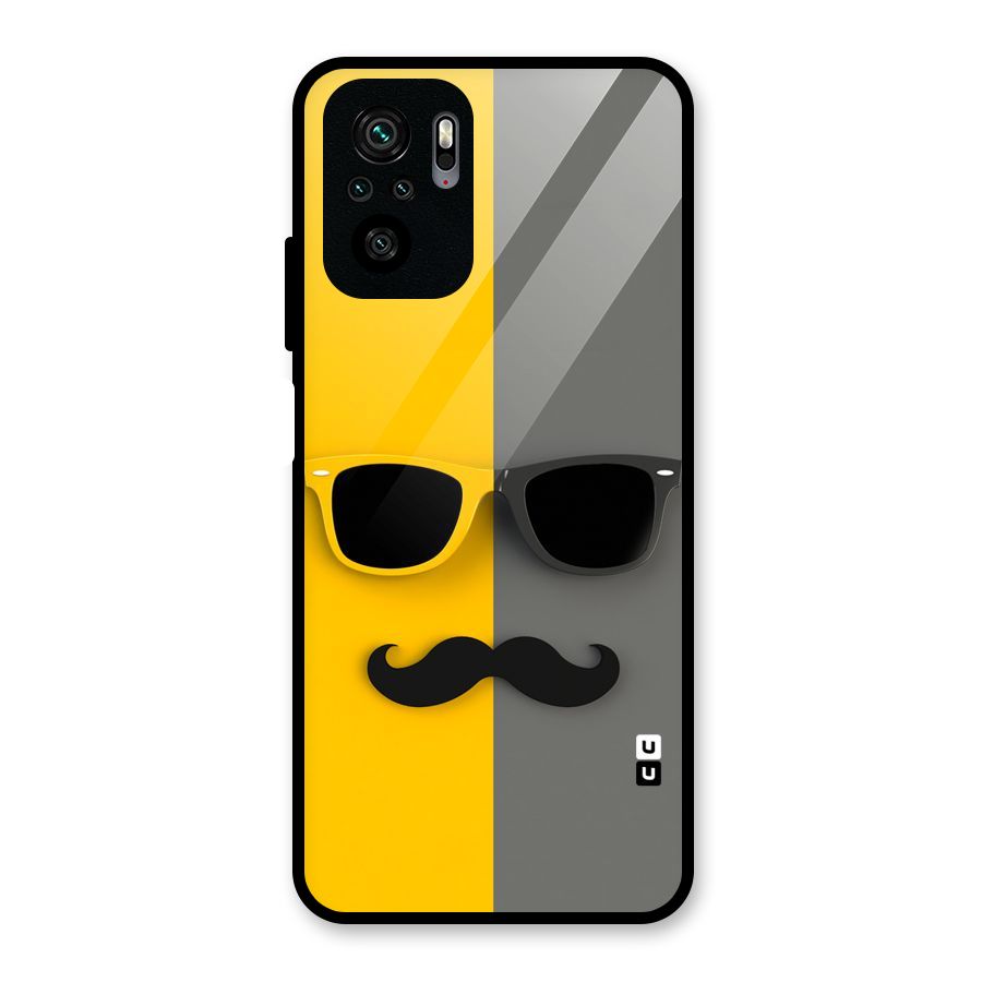 Sunglasses and Moustache Glass Back Case for Redmi Note 10S