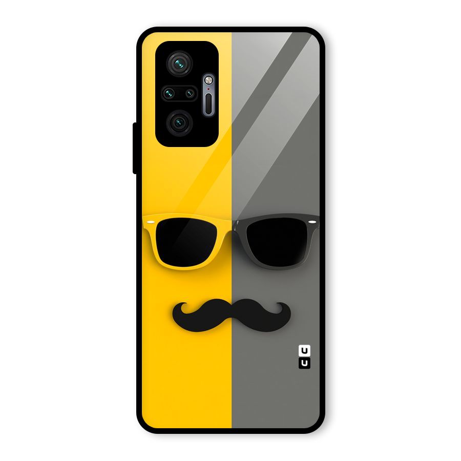 Sunglasses and Moustache Glass Back Case for Redmi Note 10 Pro