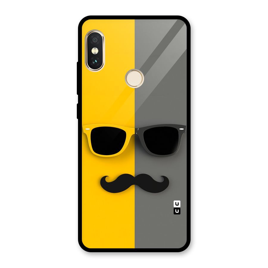 Sunglasses and Moustache Glass Back Case for Redmi Note 5 Pro