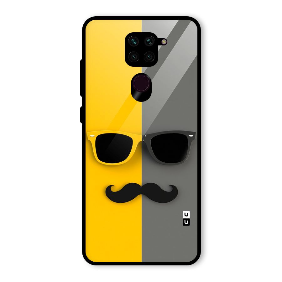 Sunglasses and Moustache Glass Back Case for Redmi Note 9