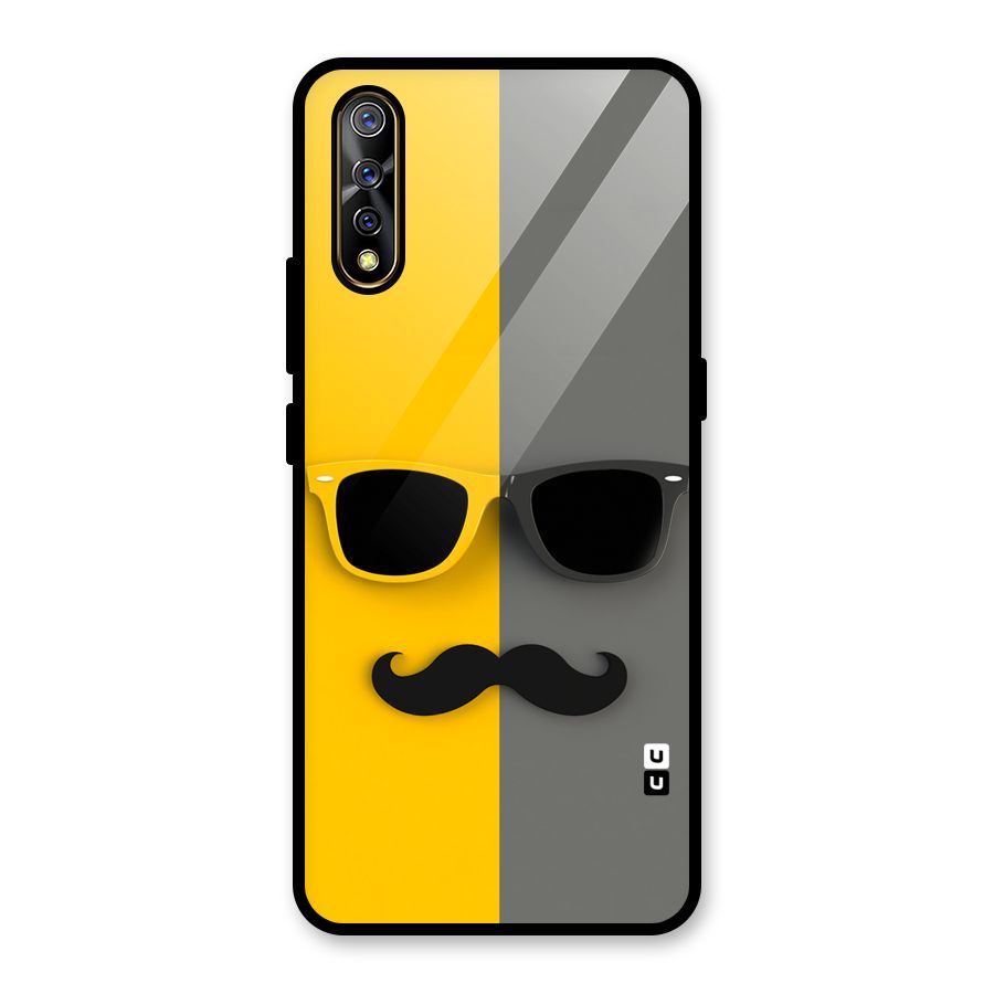 Sunglasses and Moustache Glass Back Case for Vivo S1