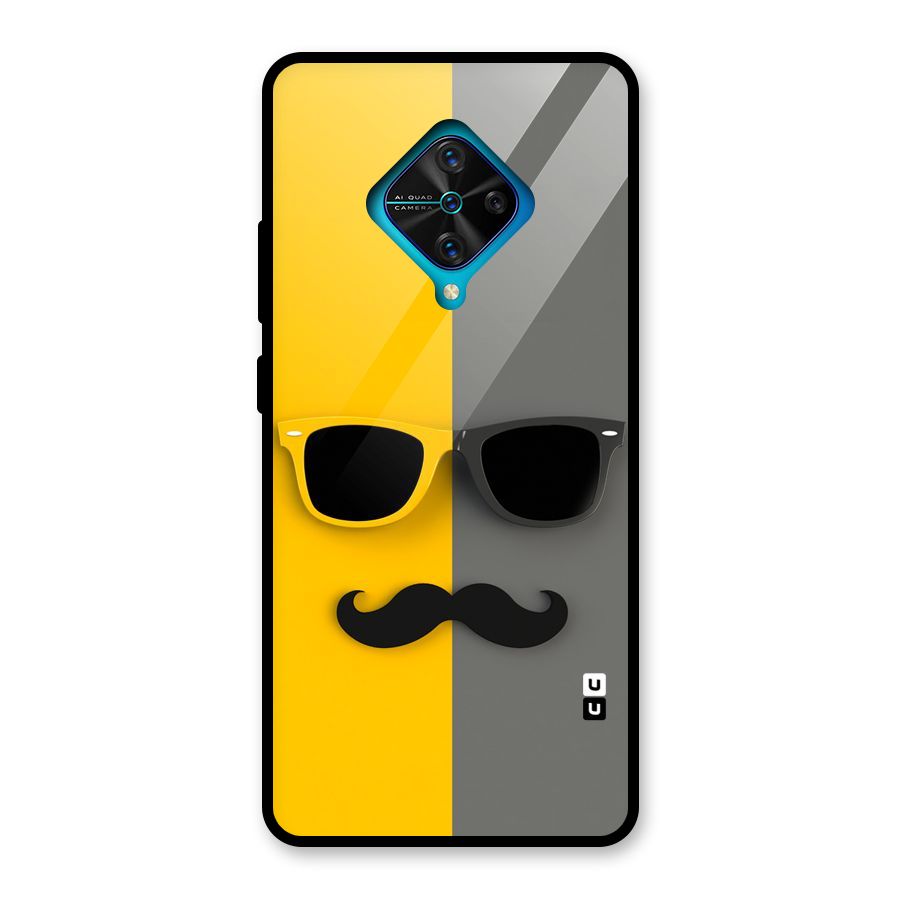 Sunglasses and Moustache Glass Back Case for Vivo S1 Pro