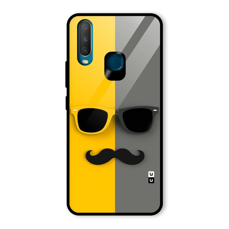 Sunglasses and Moustache Glass Back Case for Vivo U10