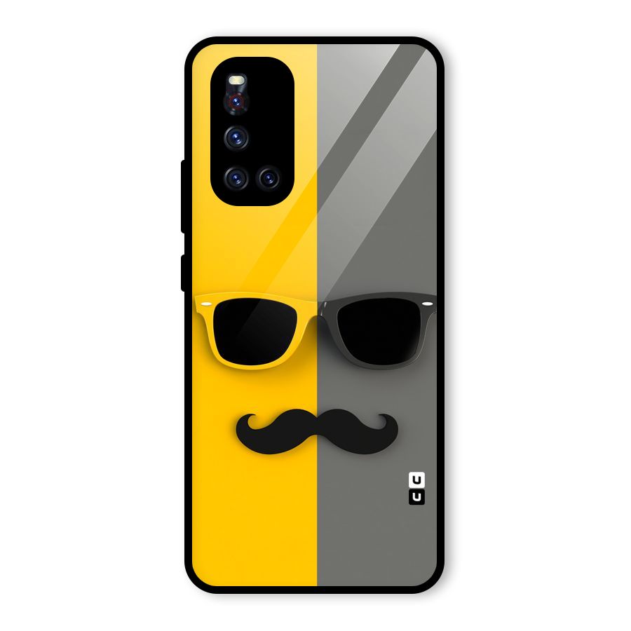 Sunglasses and Moustache Glass Back Case for Vivo V19