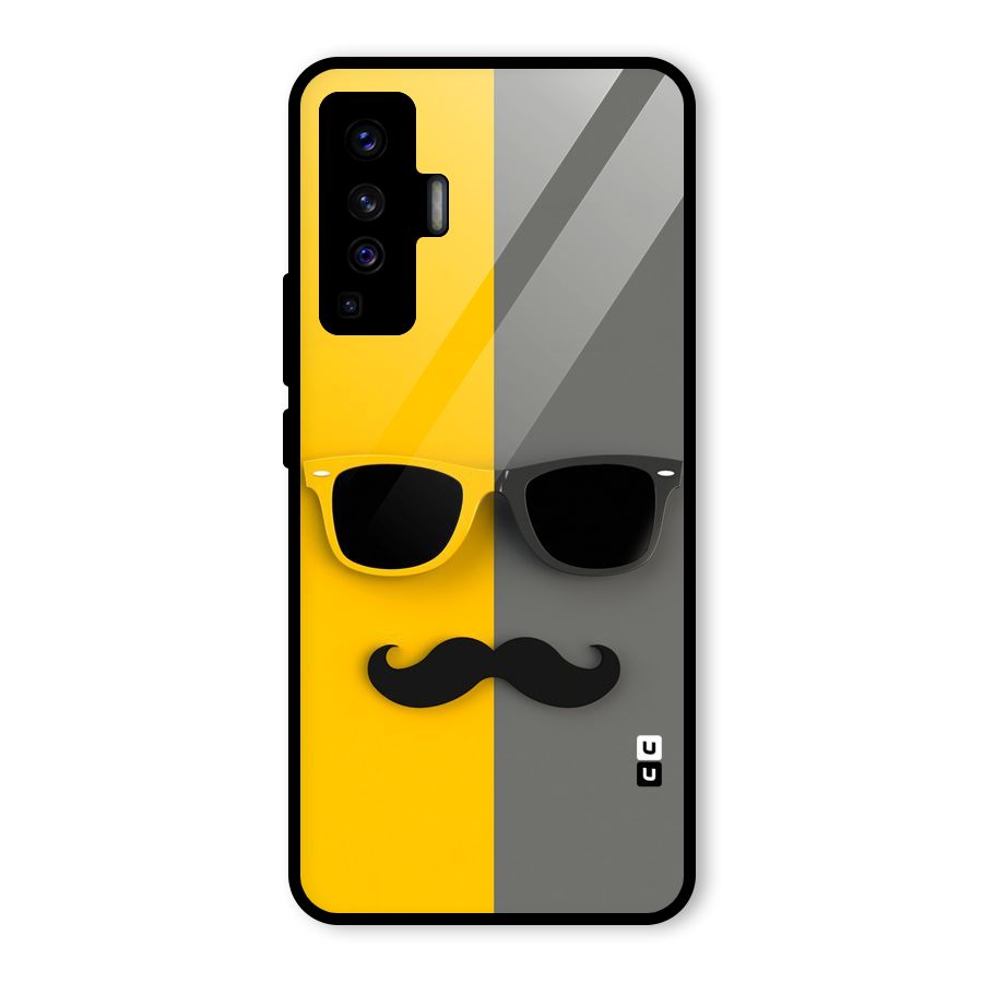 Sunglasses and Moustache Glass Back Case for Vivo X50