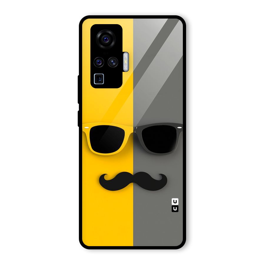 Sunglasses and Moustache Glass Back Case for Vivo X50 Pro