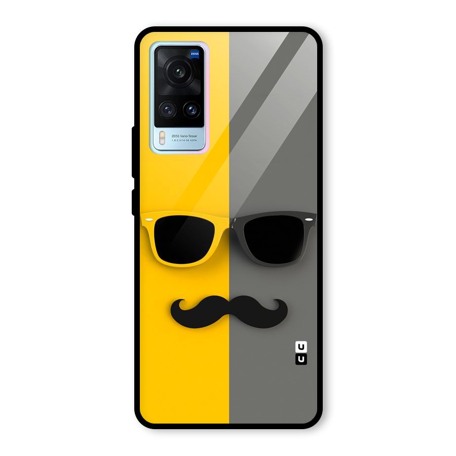 Sunglasses and Moustache Glass Back Case for Vivo X60