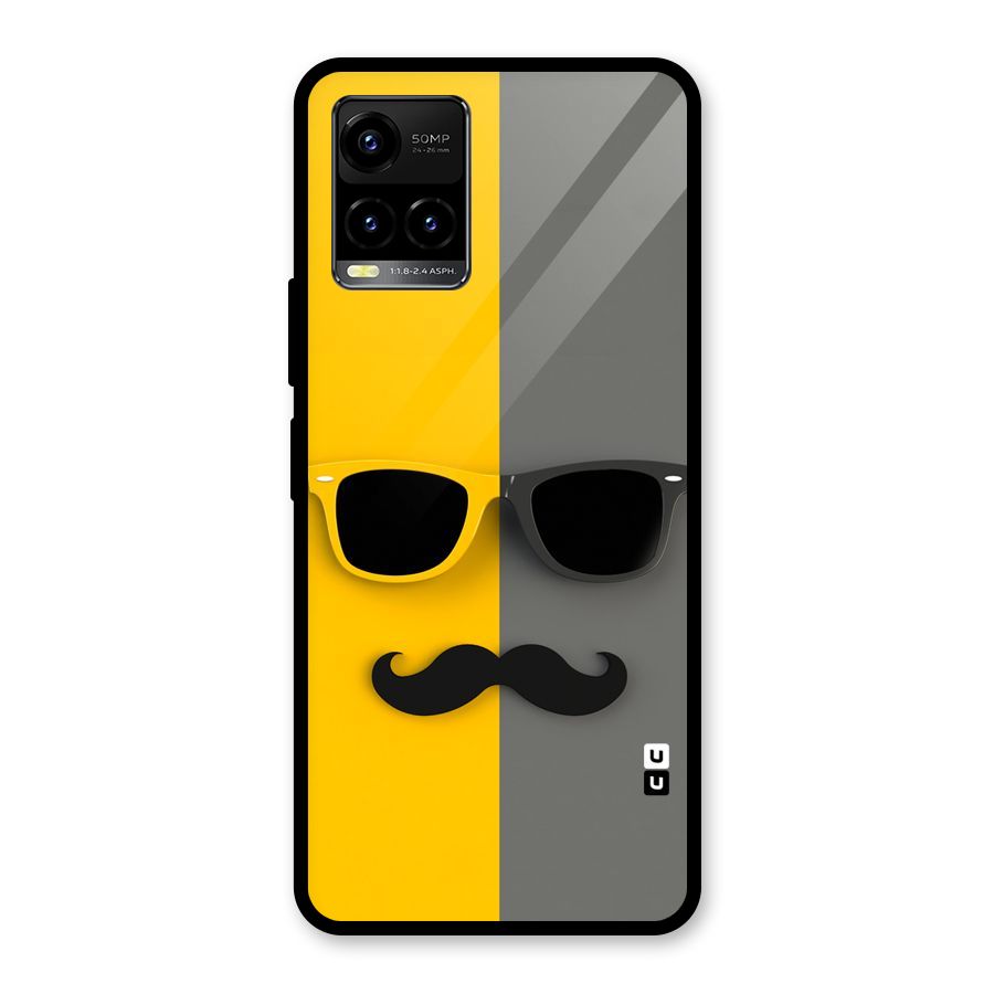 Sunglasses and Moustache Glass Back Case for Vivo Y21A