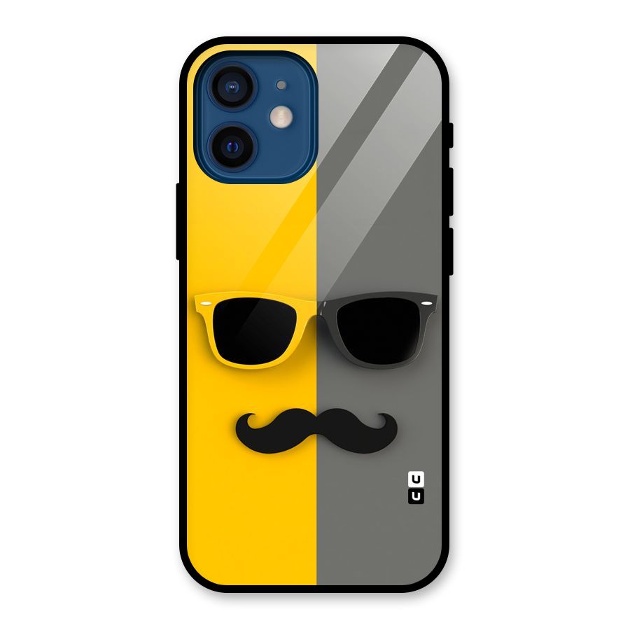 Sunglasses and Moustache Glass Back Case for iPhone 12 Mini