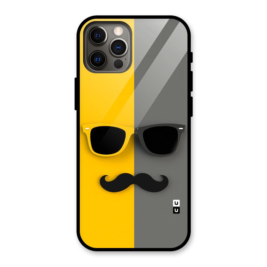Sunglasses and Moustache Glass Back Case for iPhone 12 Pro