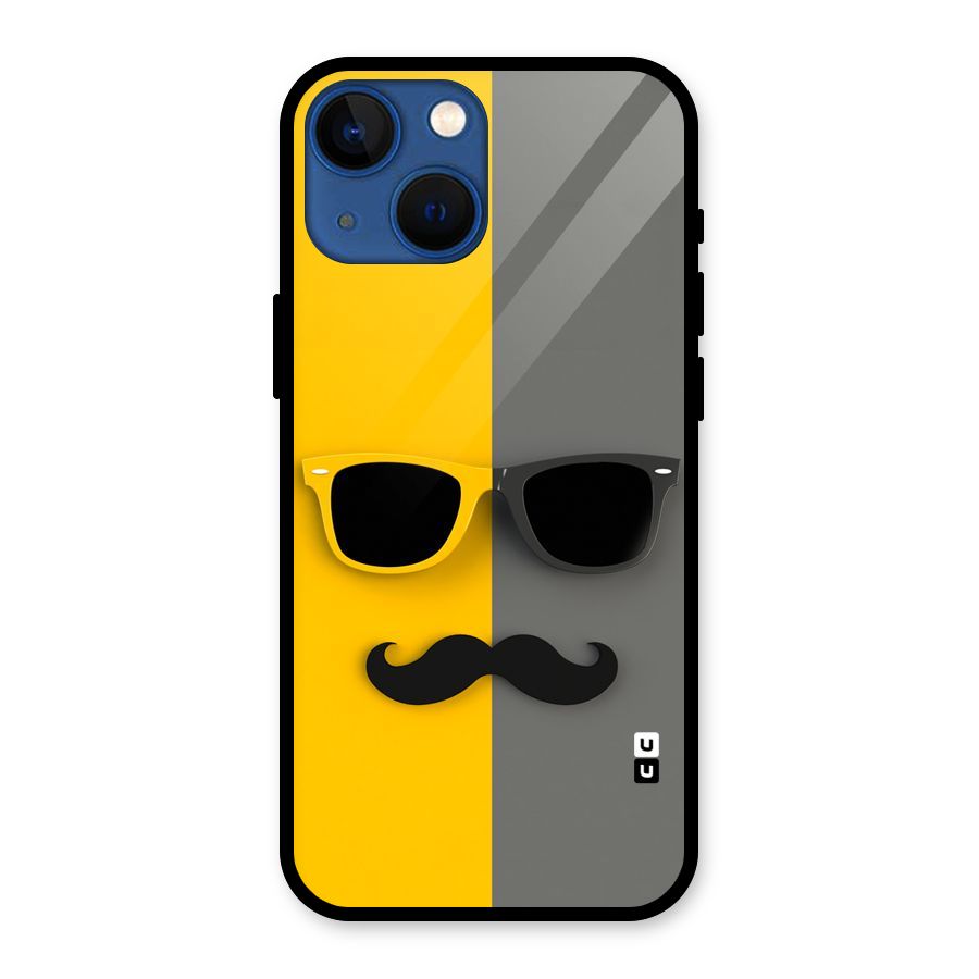 Sunglasses and Moustache Glass Back Case for iPhone 13 Mini