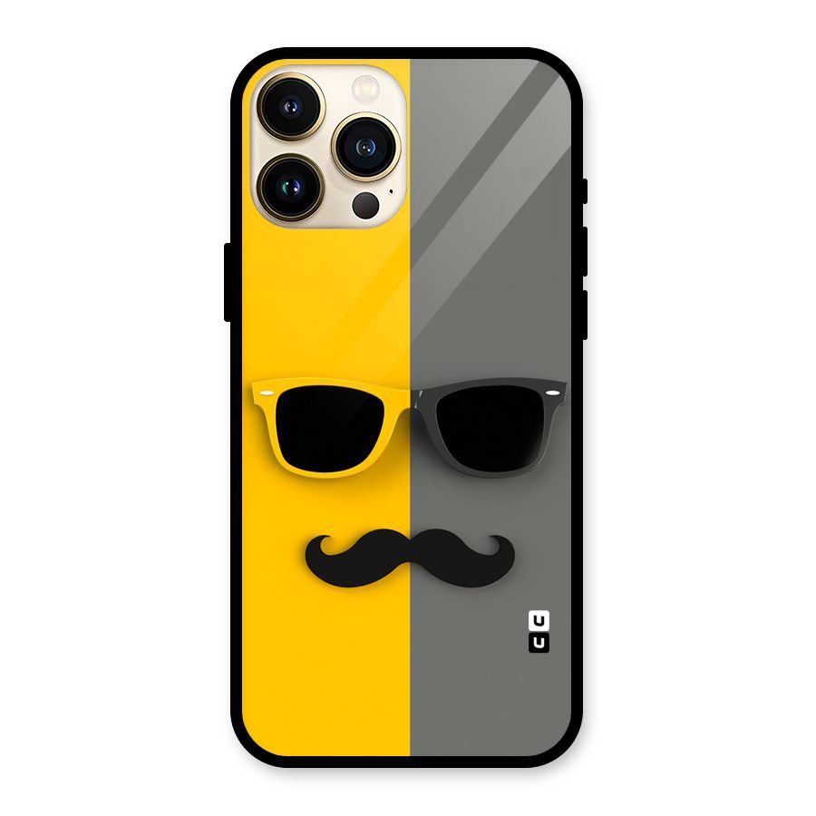 Sunglasses and Moustache Glass Back Case for iPhone 13 Pro Max