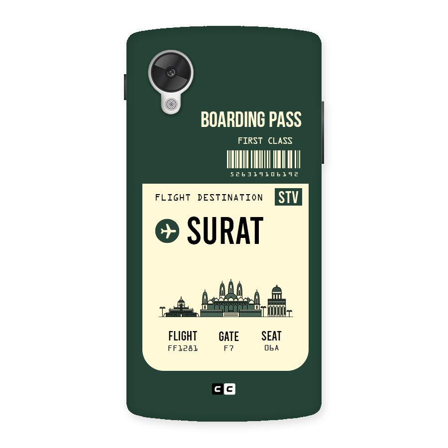 Surat Boarding Pass Back Case for Google Nexsus 5