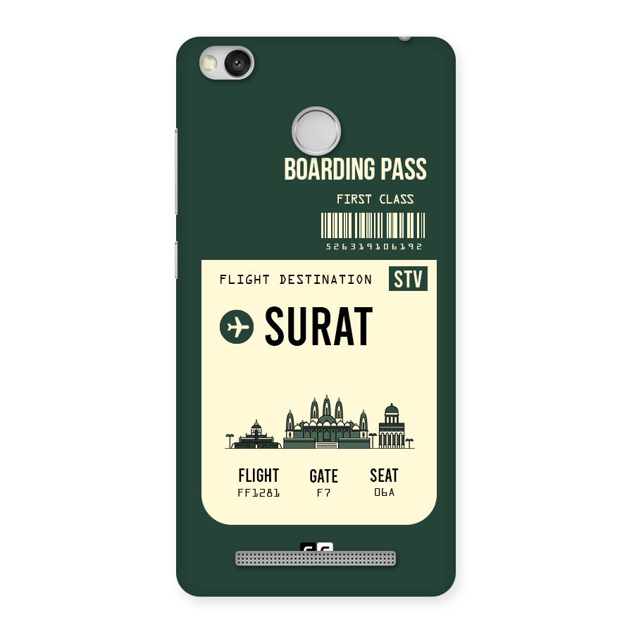 Surat Boarding Pass Back Case for Redmi 3S Prime