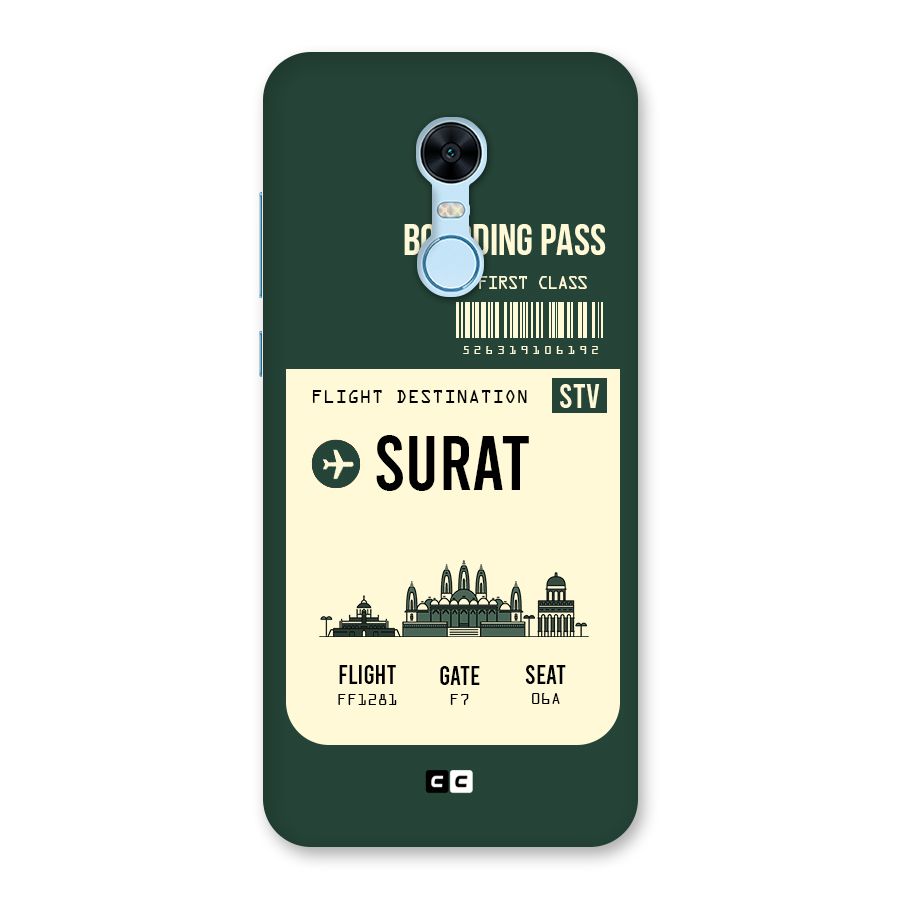 Surat Boarding Pass Back Case for Redmi Note 5