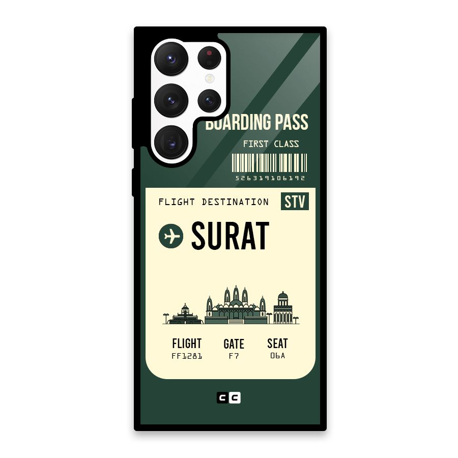 Surat Boarding Pass Glass Back Case for Galaxy S22 Ultra 5G