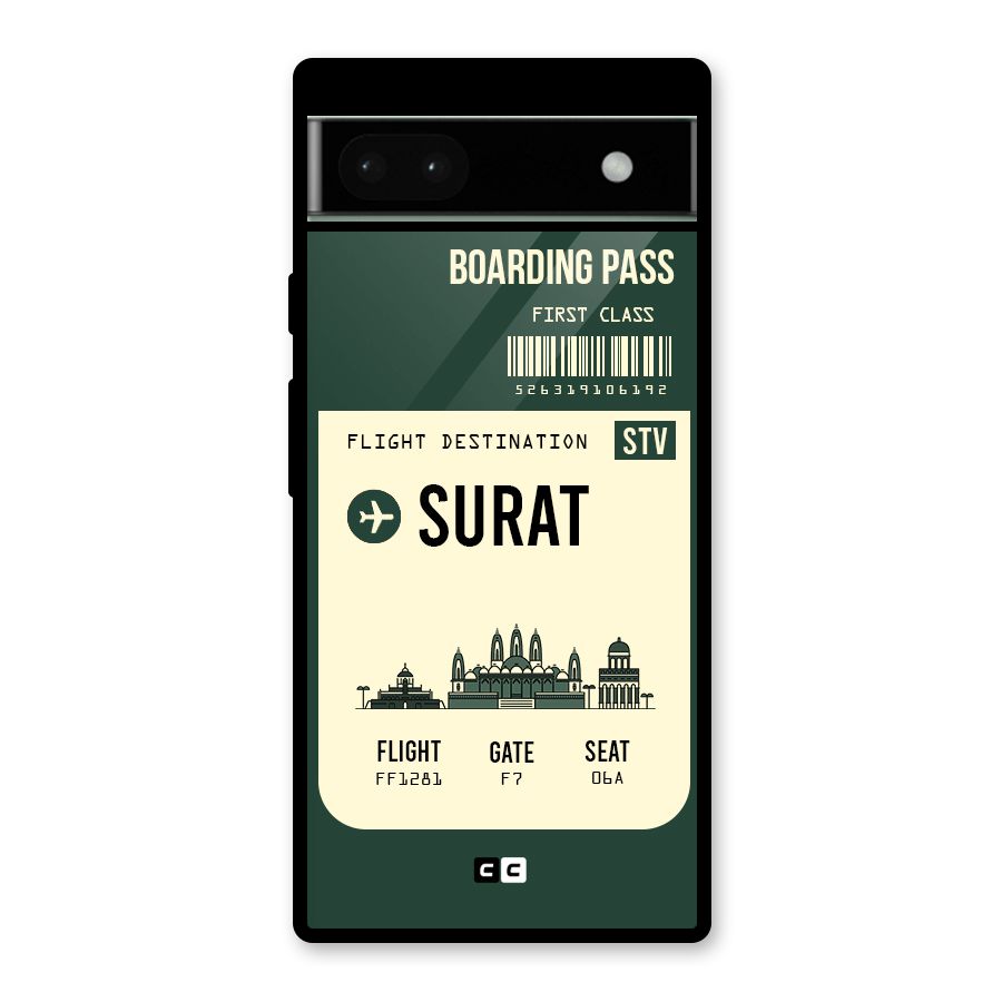Surat Boarding Pass Glass Back Case for Google Pixel 6a