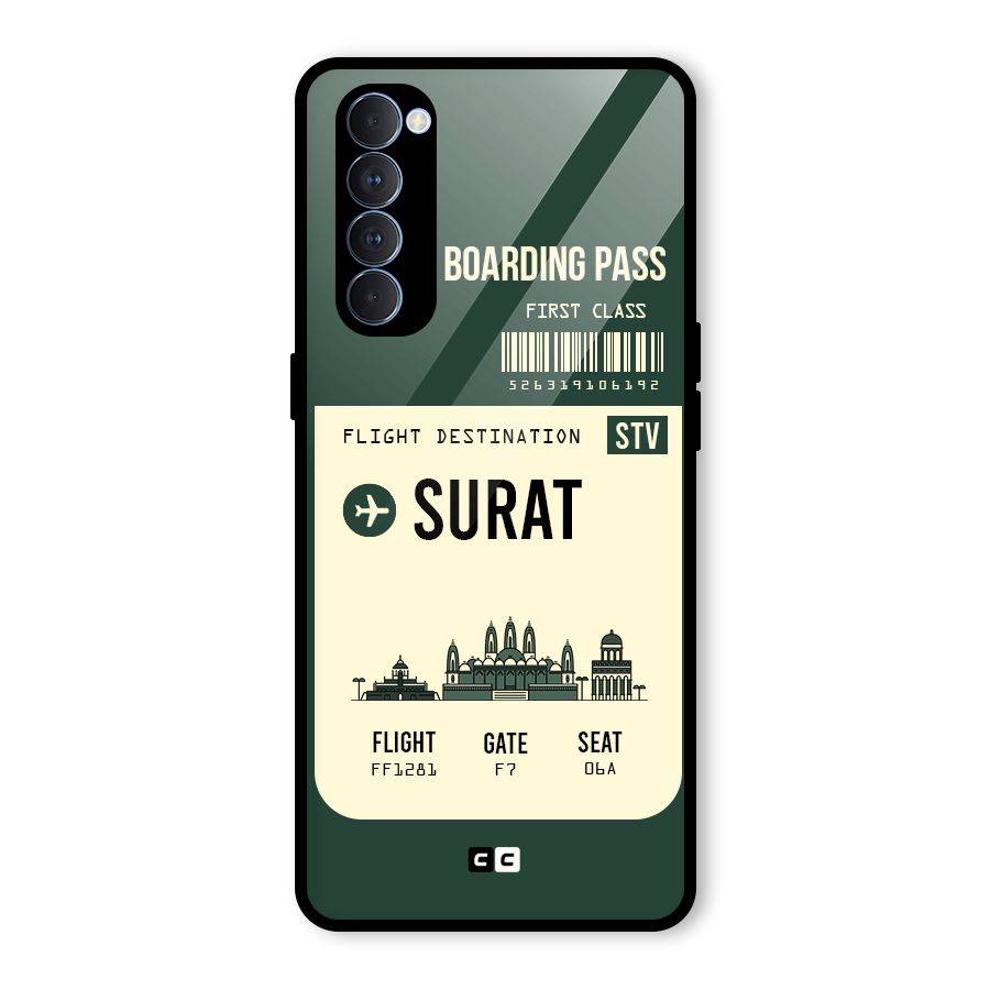 Surat Boarding Pass Glass Back Case for Oppo Reno4 Pro