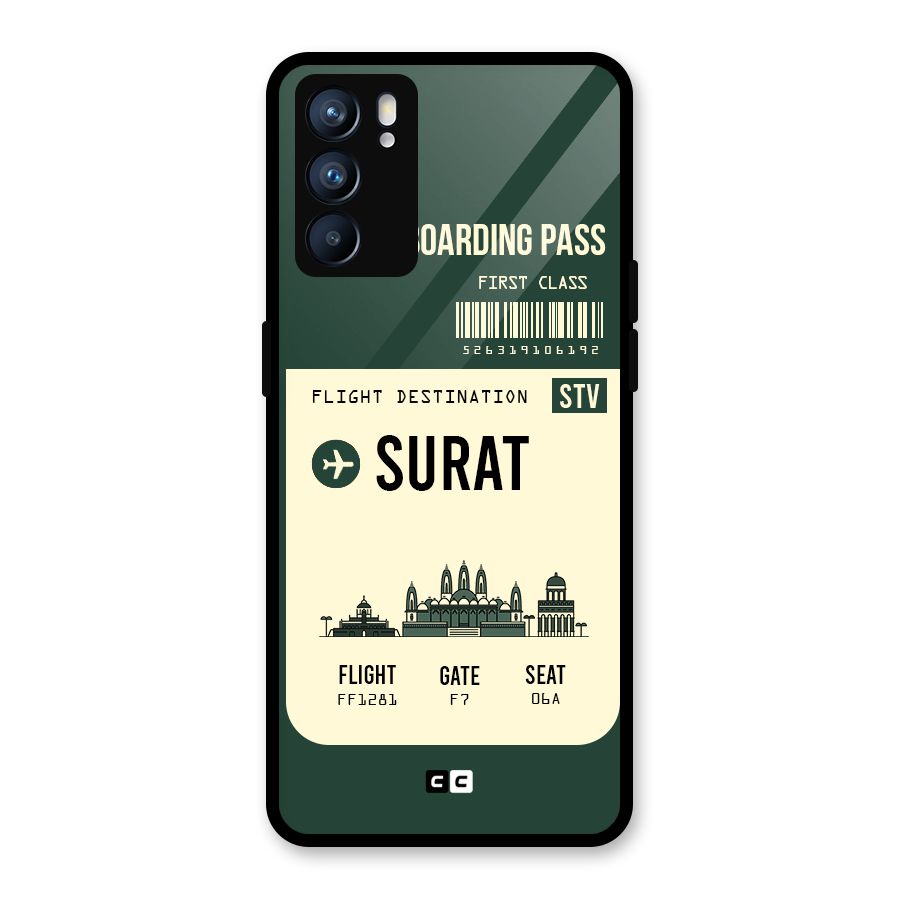 Surat Boarding Pass Glass Back Case for Oppo Reno6 5G