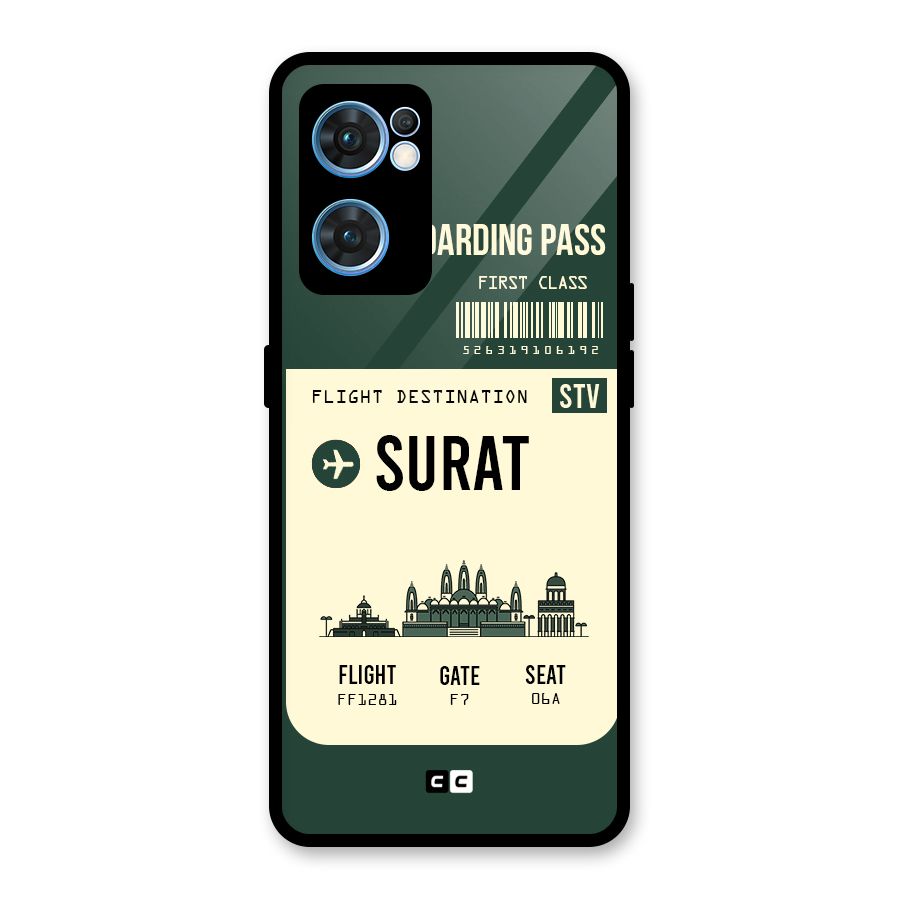 Surat Boarding Pass Glass Back Case for Oppo Reno7 5G