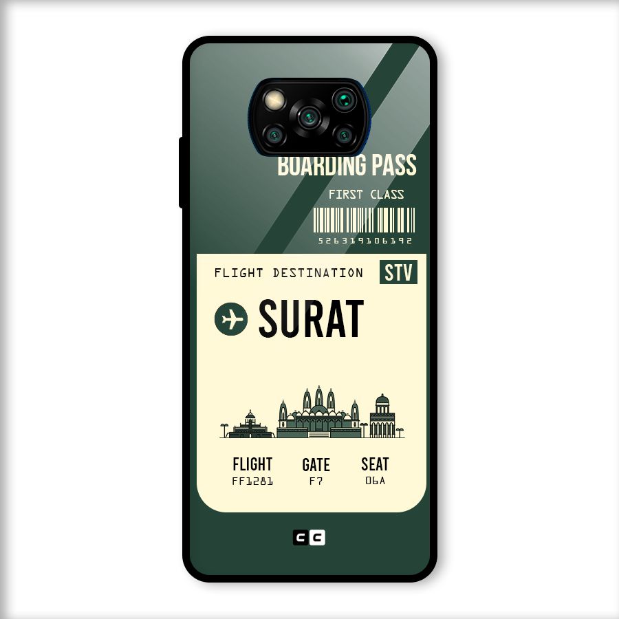 Surat Boarding Pass Glass Back Case for Poco X3