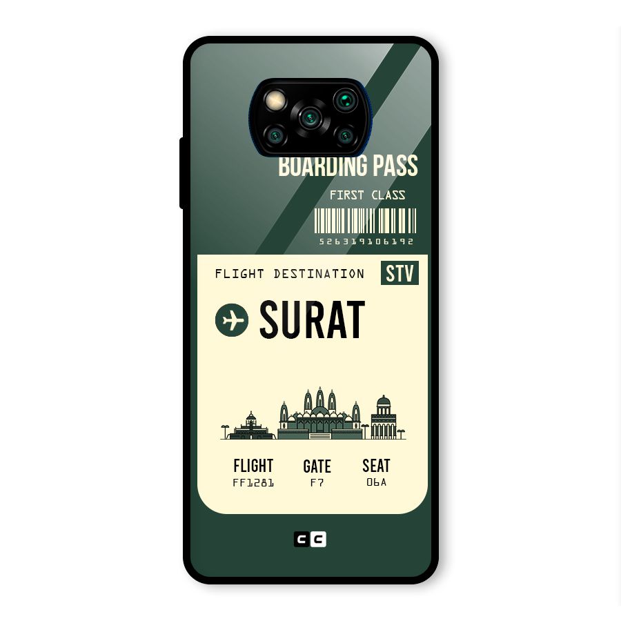 Surat Boarding Pass Glass Back Case for Poco X3 Pro