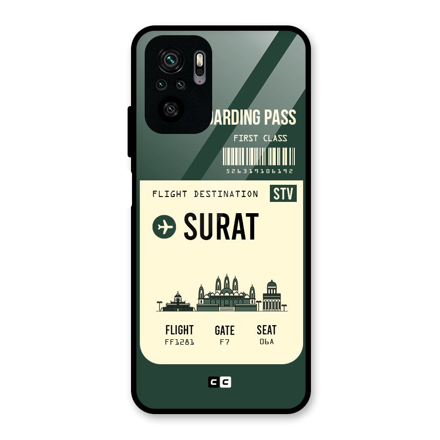 Surat Boarding Pass Glass Back Case for Redmi Note 10S