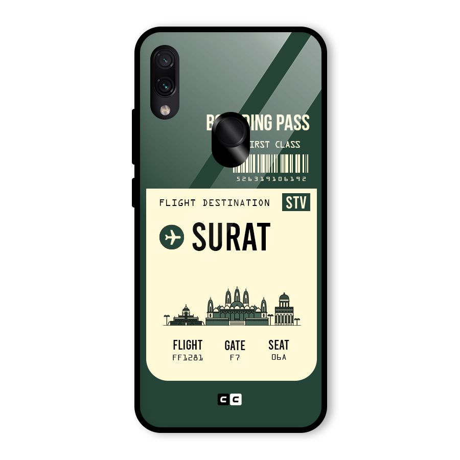 Surat Boarding Pass Glass Back Case for Redmi Note 7 Pro