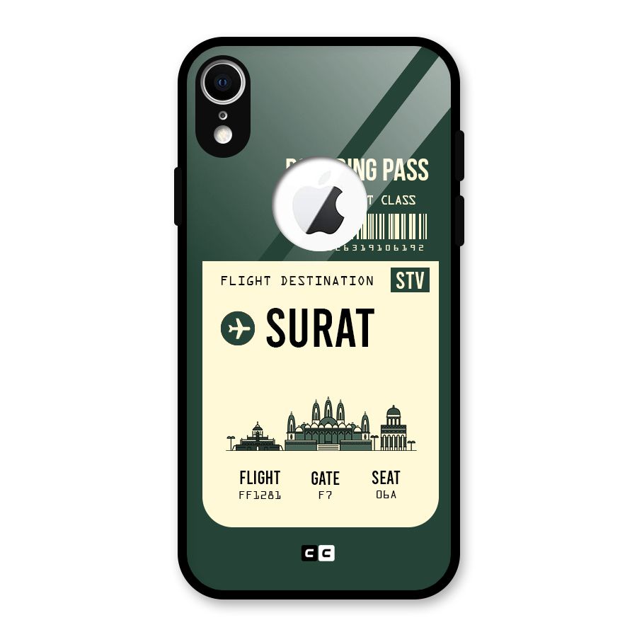 Surat Boarding Pass Glass Back Case for iPhone XR Logo Cut