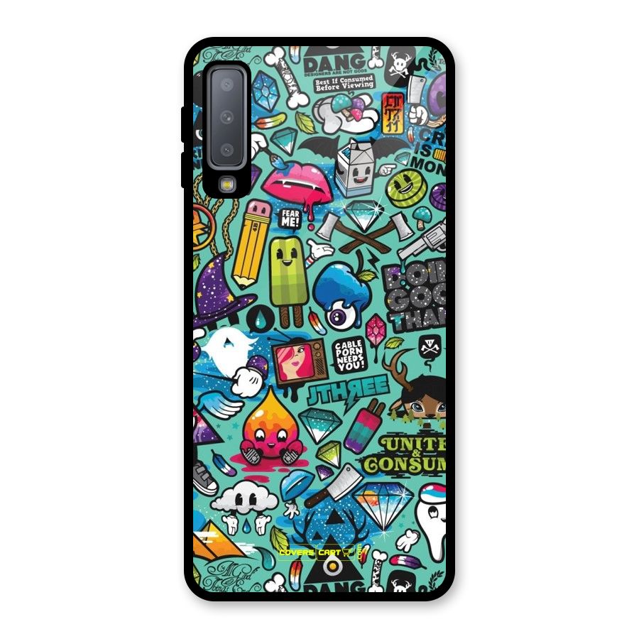Sweet Candies Glass Back Case for Galaxy A7 (2018)