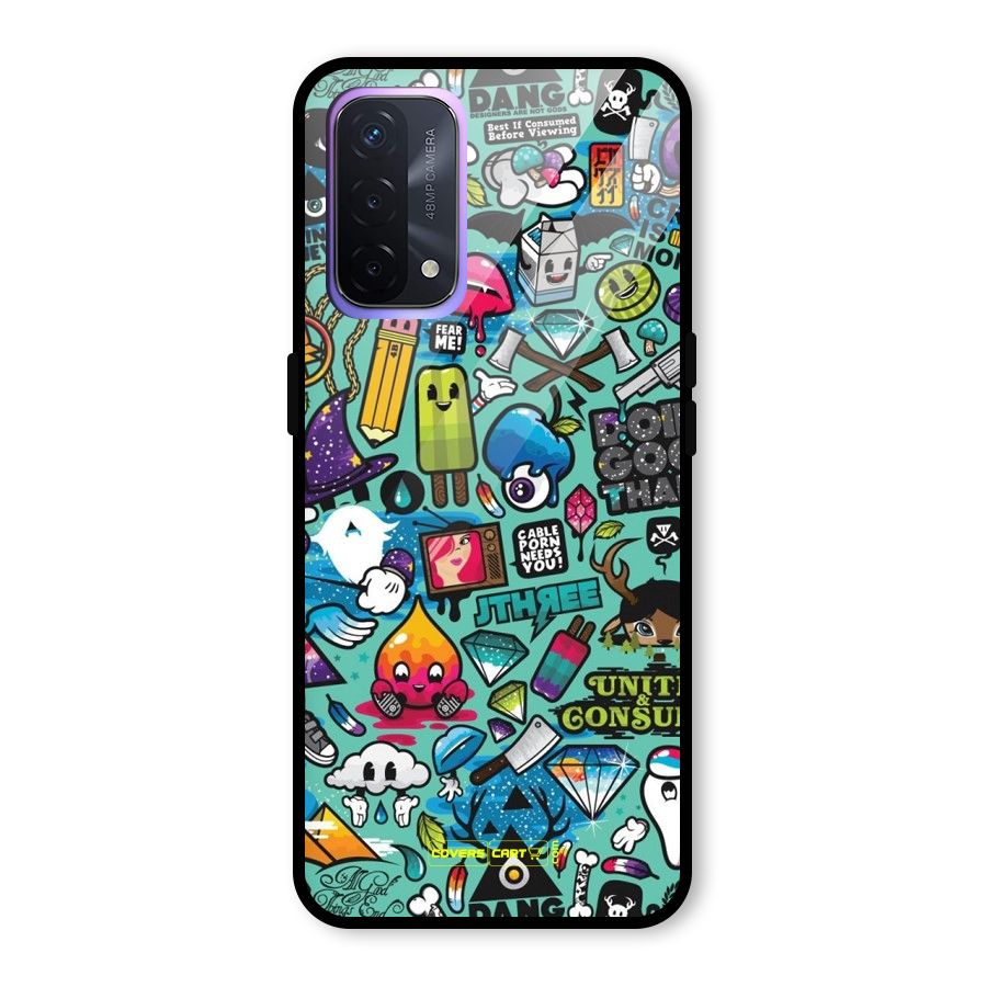 Sweet Candies Glass Back Case for Oppo A74 5G