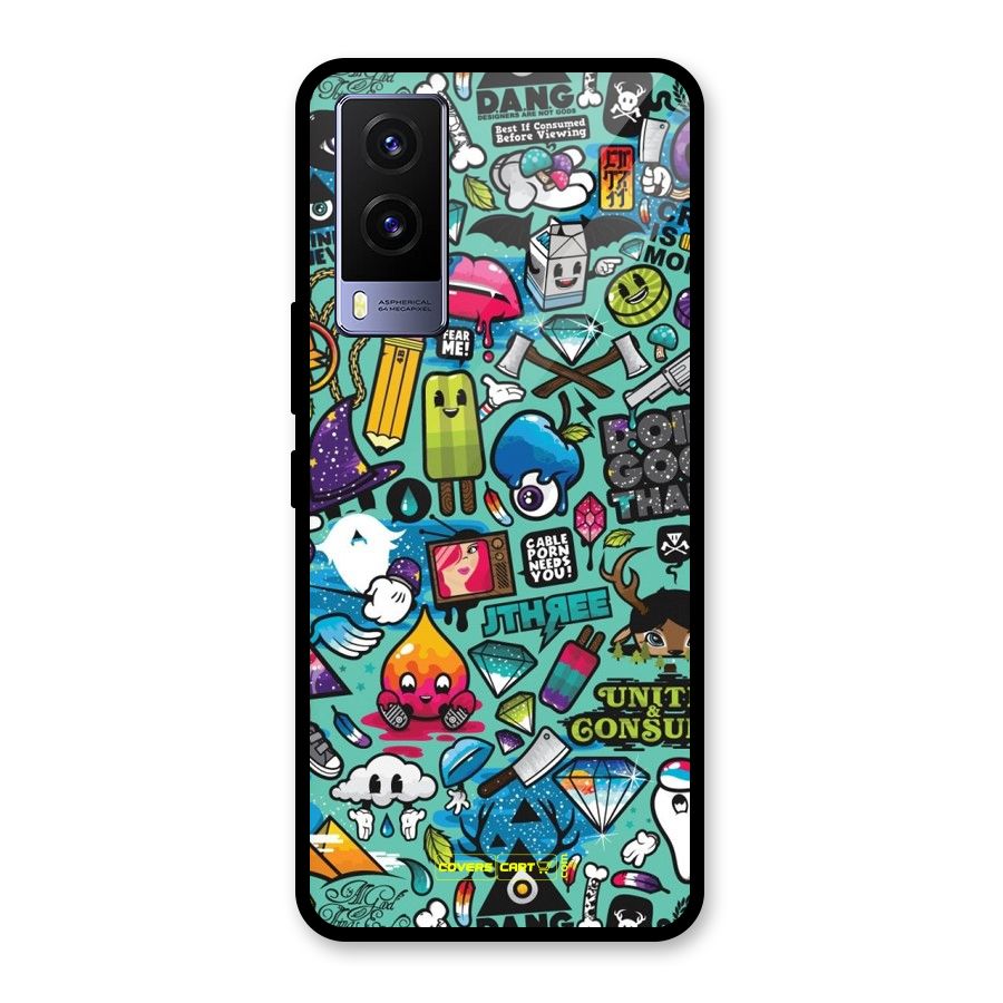 Sweet Candies Glass Back Case for Vivo V21e 5G