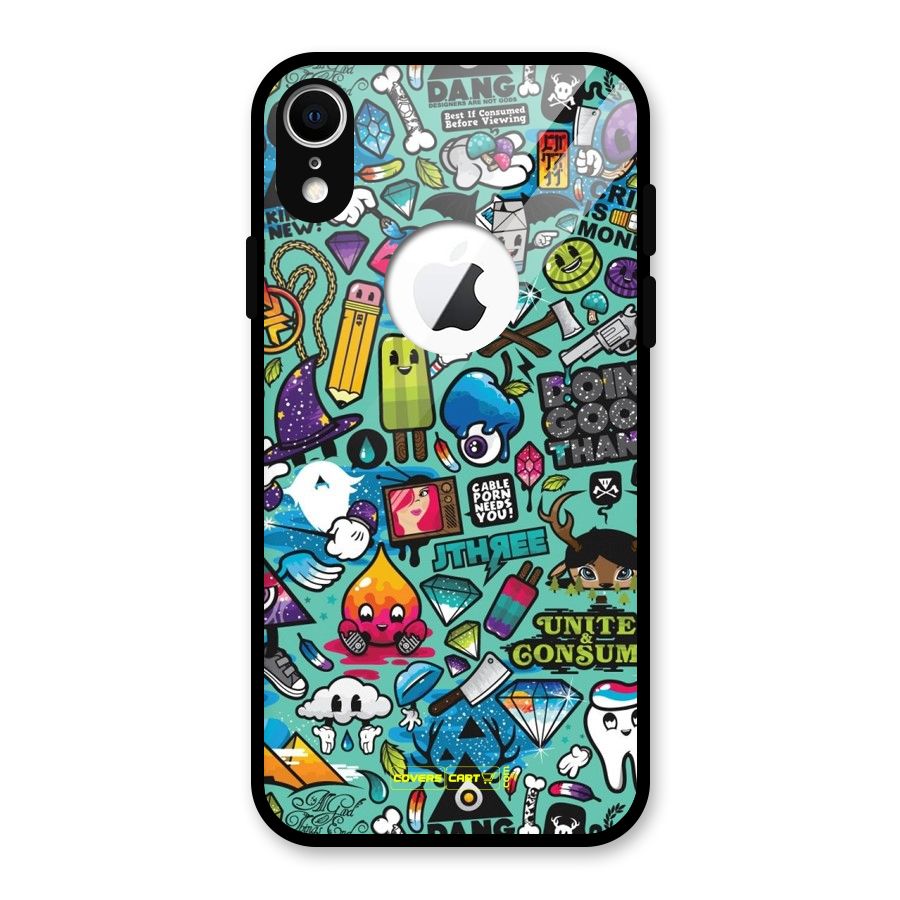 Sweet Candies Glass Back Case for iPhone XR Logo Cut