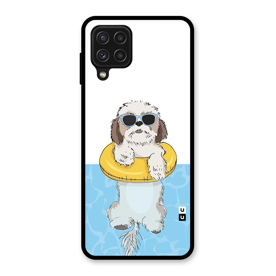 Swimming Doggo Glass Back Case for Galaxy A22 4G