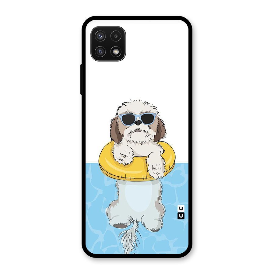 Swimming Doggo Glass Back Case for Galaxy A22 5G