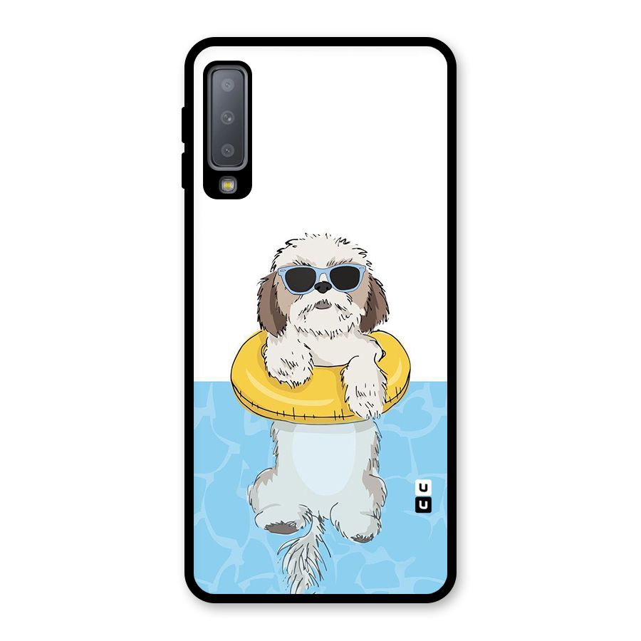 Swimming Doggo Glass Back Case for Galaxy A7 (2018)