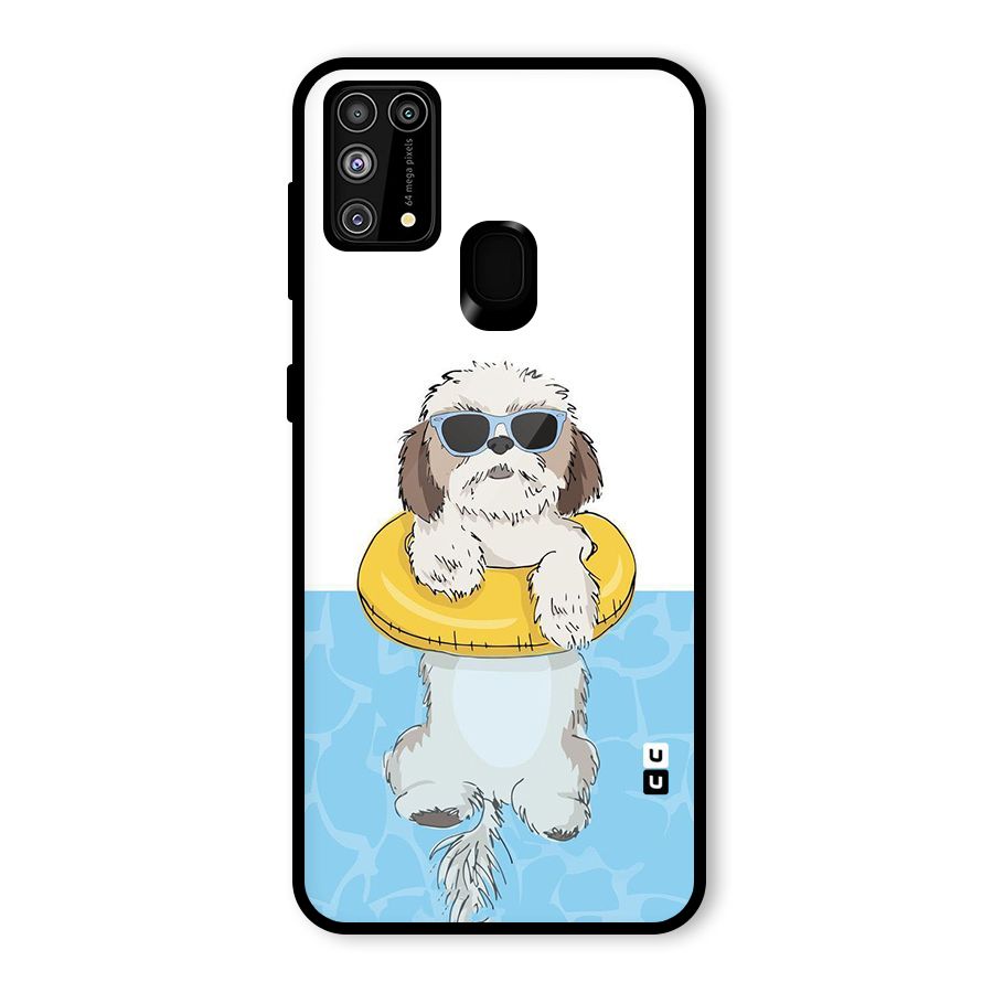 Swimming Doggo Glass Back Case for Galaxy F41