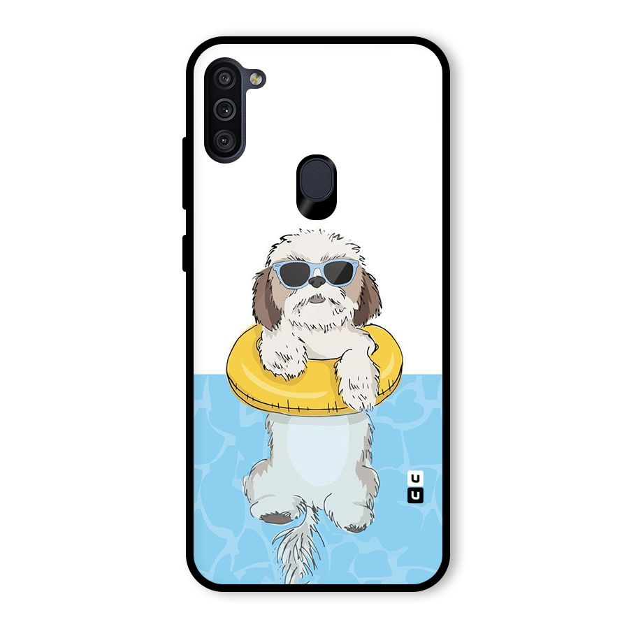 Swimming Doggo Glass Back Case for Galaxy M11