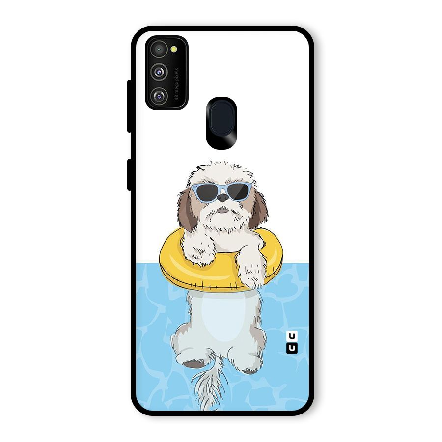Swimming Doggo Glass Back Case for Galaxy M30s