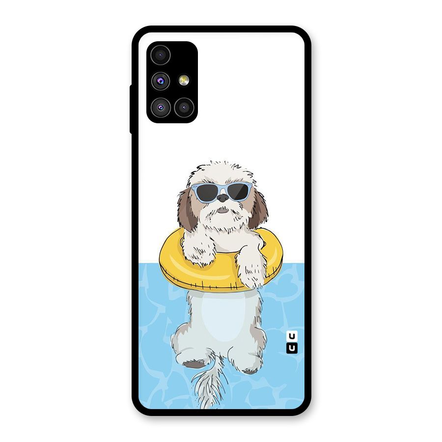 Swimming Doggo Glass Back Case for Galaxy M51