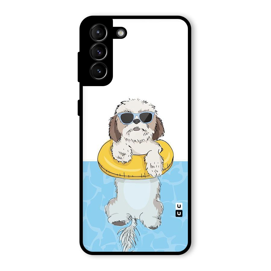 Swimming Doggo Glass Back Case for Galaxy S21 Plus