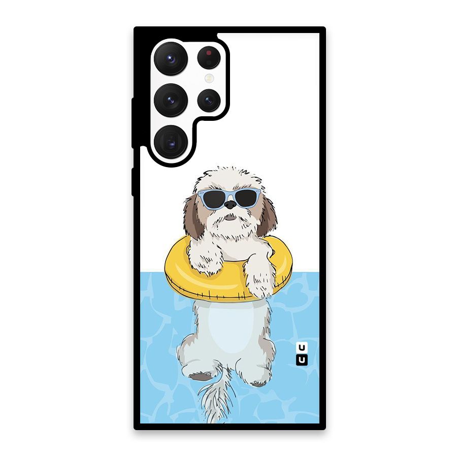 Swimming Doggo Glass Back Case for Galaxy S22 Ultra 5G