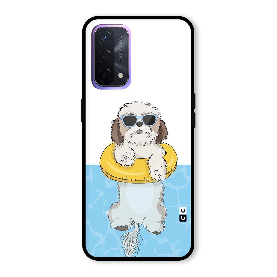 Swimming Doggo Glass Back Case for Oppo A74 5G