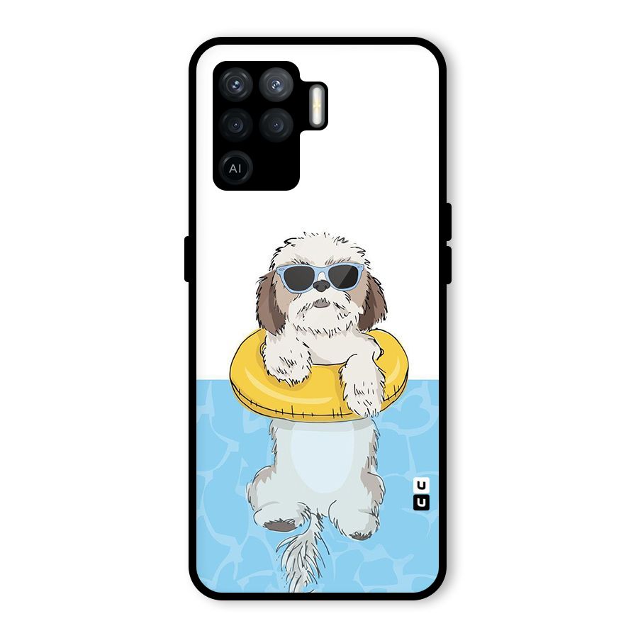 Swimming Doggo Glass Back Case for Oppo F19 Pro