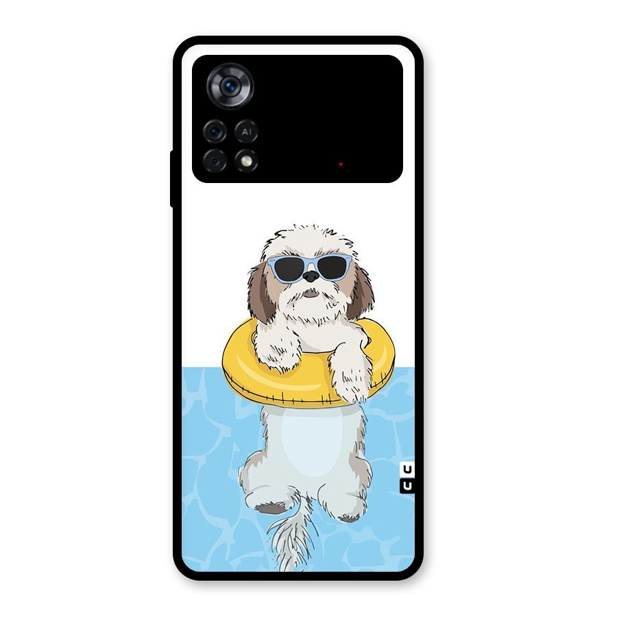 Swimming Doggo Glass Back Case for Poco X4 Pro 5G