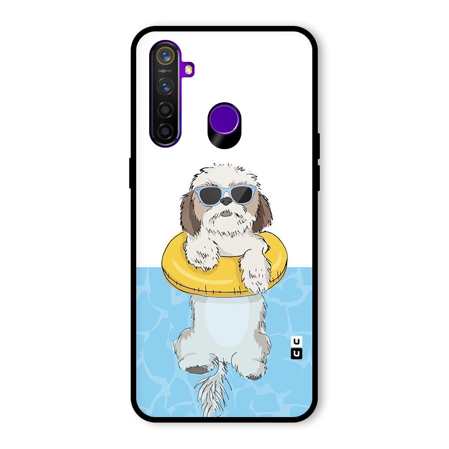 Swimming Doggo Glass Back Case for Realme 5 Pro