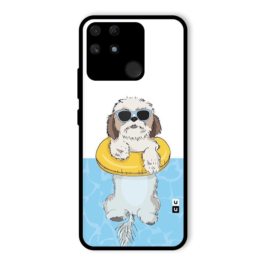 Swimming Doggo Glass Back Case for Realme Narzo 50A