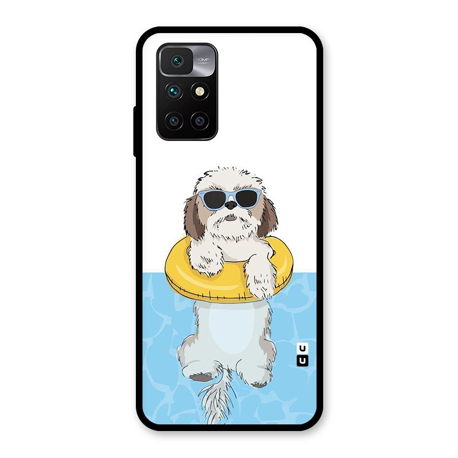 Swimming Doggo Glass Back Case for Redmi 10 Prime